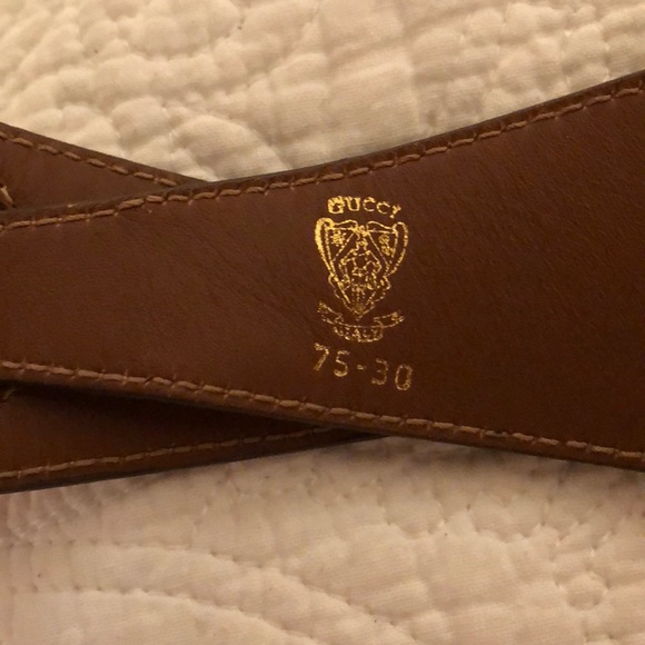 GUCCI cognac and gold thick belt, palm tree design main image 6